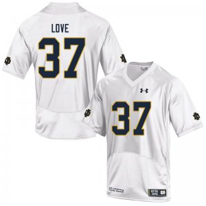 Notre Dame Fighting Irish Men's Chase Love #37 White Under Armour Authentic Stitched College NCAA Football Jersey XZH8499DT